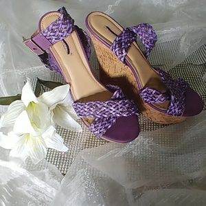 Purple strappy wedges